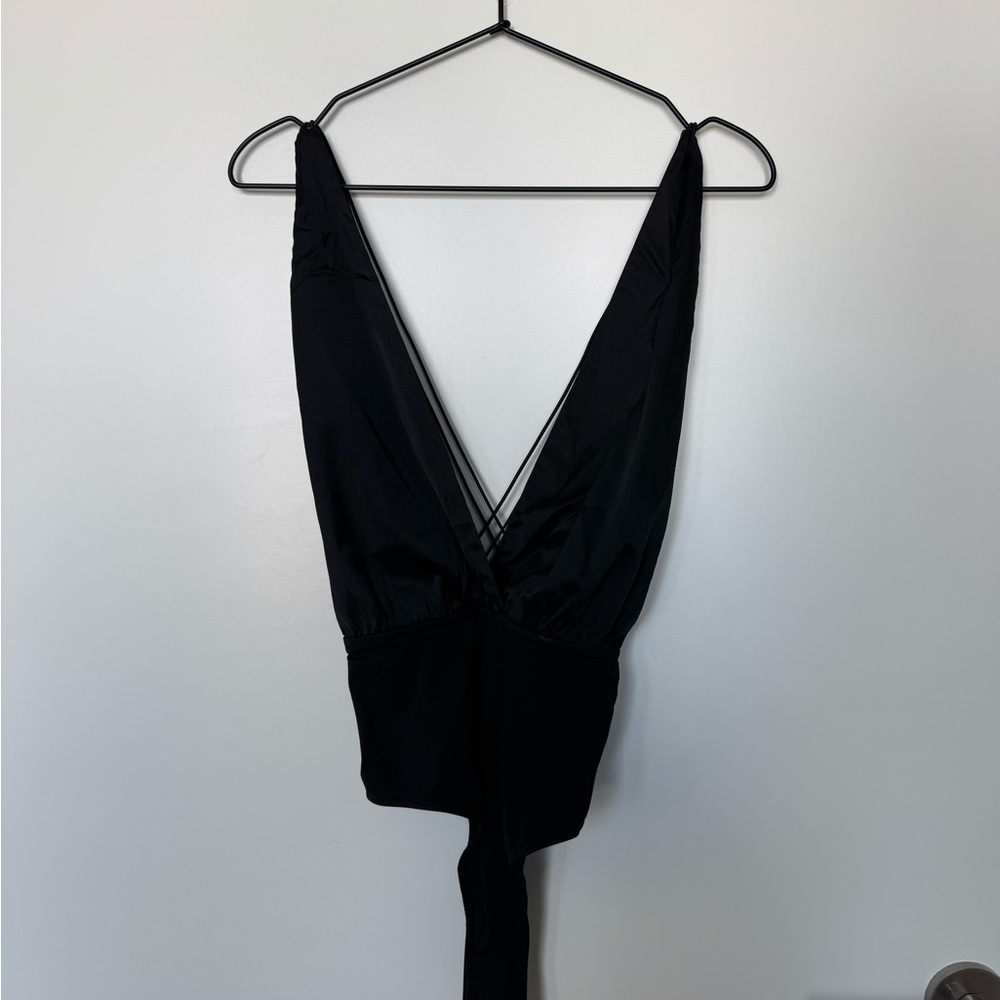Black Deep V-Neck Bodysuit